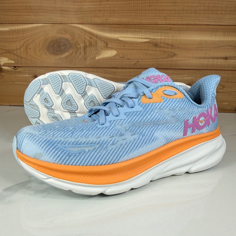 Hoka One One Clifton 9 Wide Running Shoes Airy Blue Ice Water 1132211 Womens 8.5